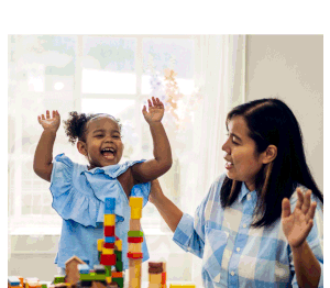 parent and child with blocks